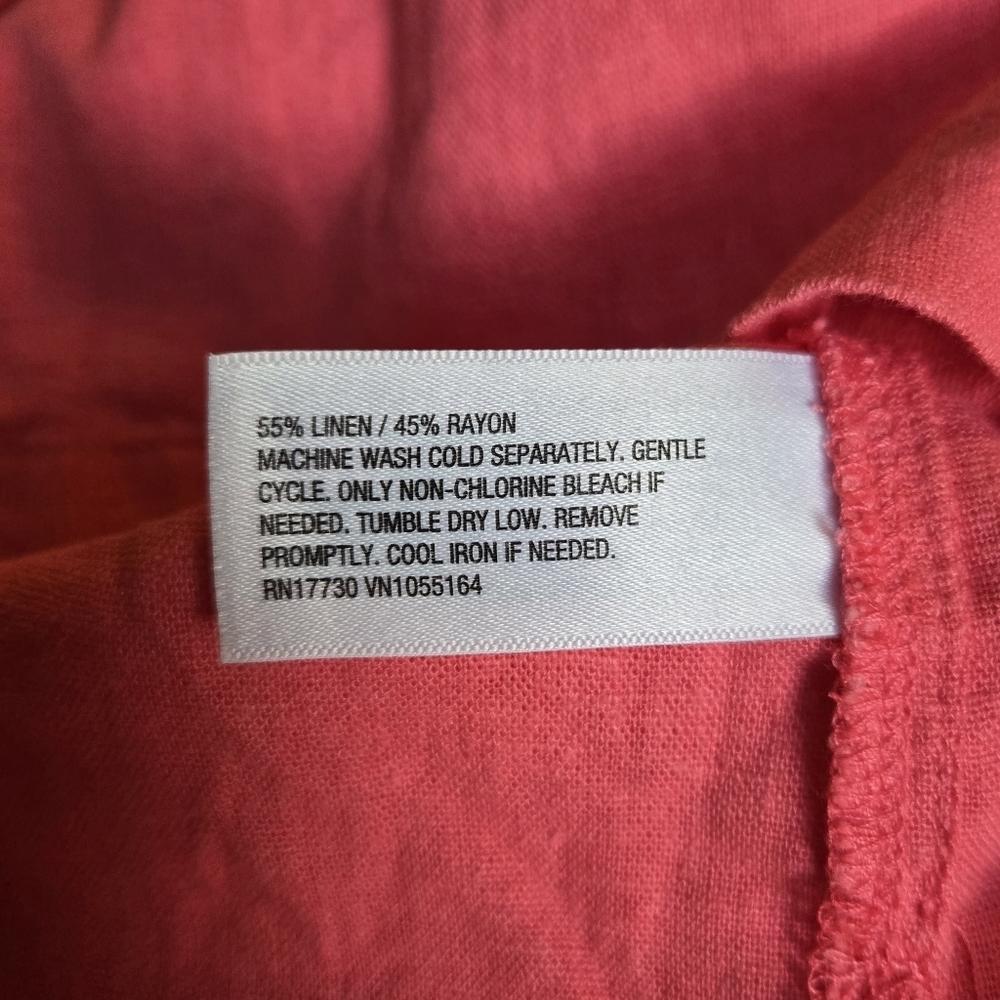 NWT A NEW DAY Coral Button-Up Blouse.Size XXL, 55% Linen - Picture 7 of 10